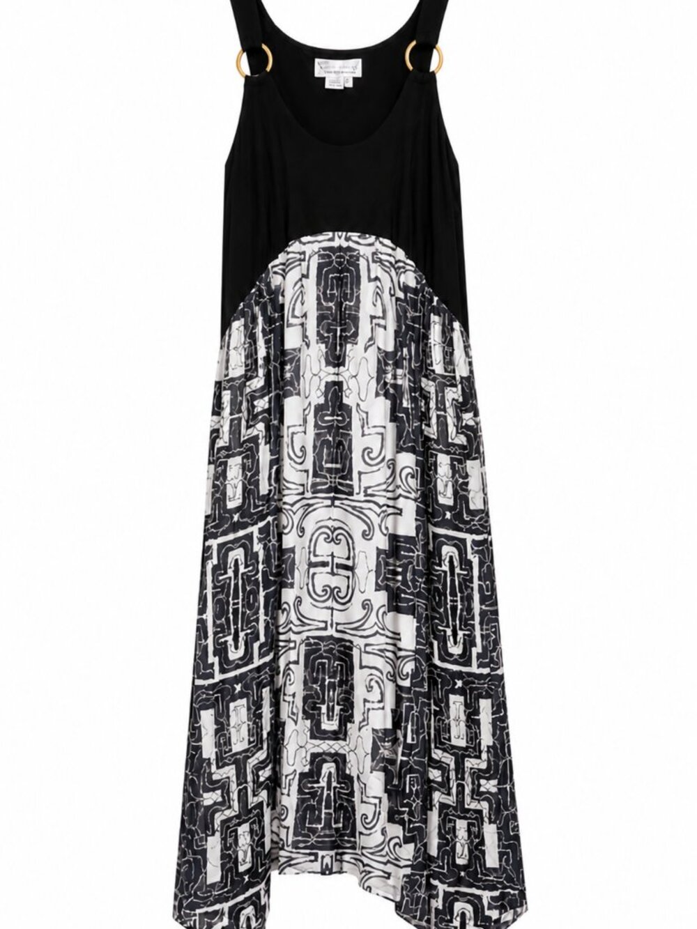 Anthro Black & White Maxi Dress Sleeveless Scoop Neck Geometric Print Women’s XS